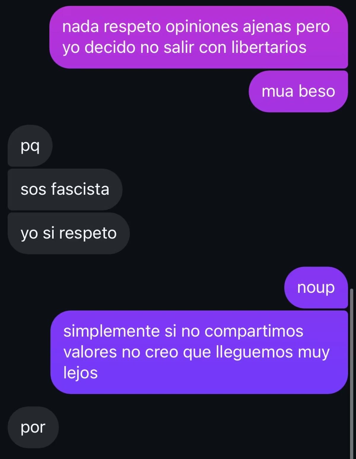 La invitó a salir y le rechazó la cita con una polémica explicación: “No salgo con libertarios”.