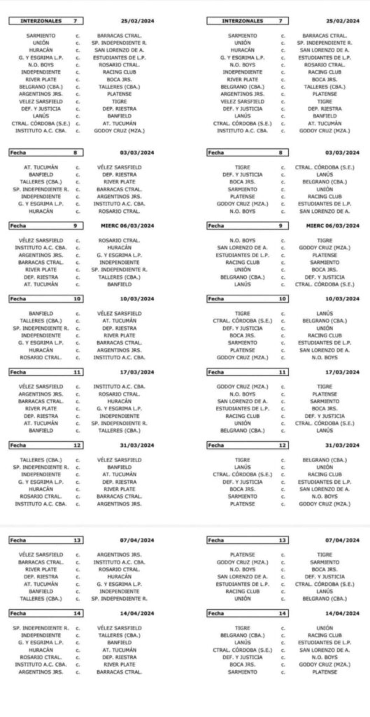 Así quedó el fixture en la Copa de la Liga.