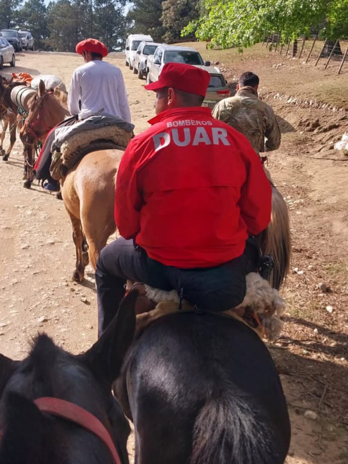 Así llevaron la urna a la escuela del Cerro Champaquí (Gentileza Bomberos).