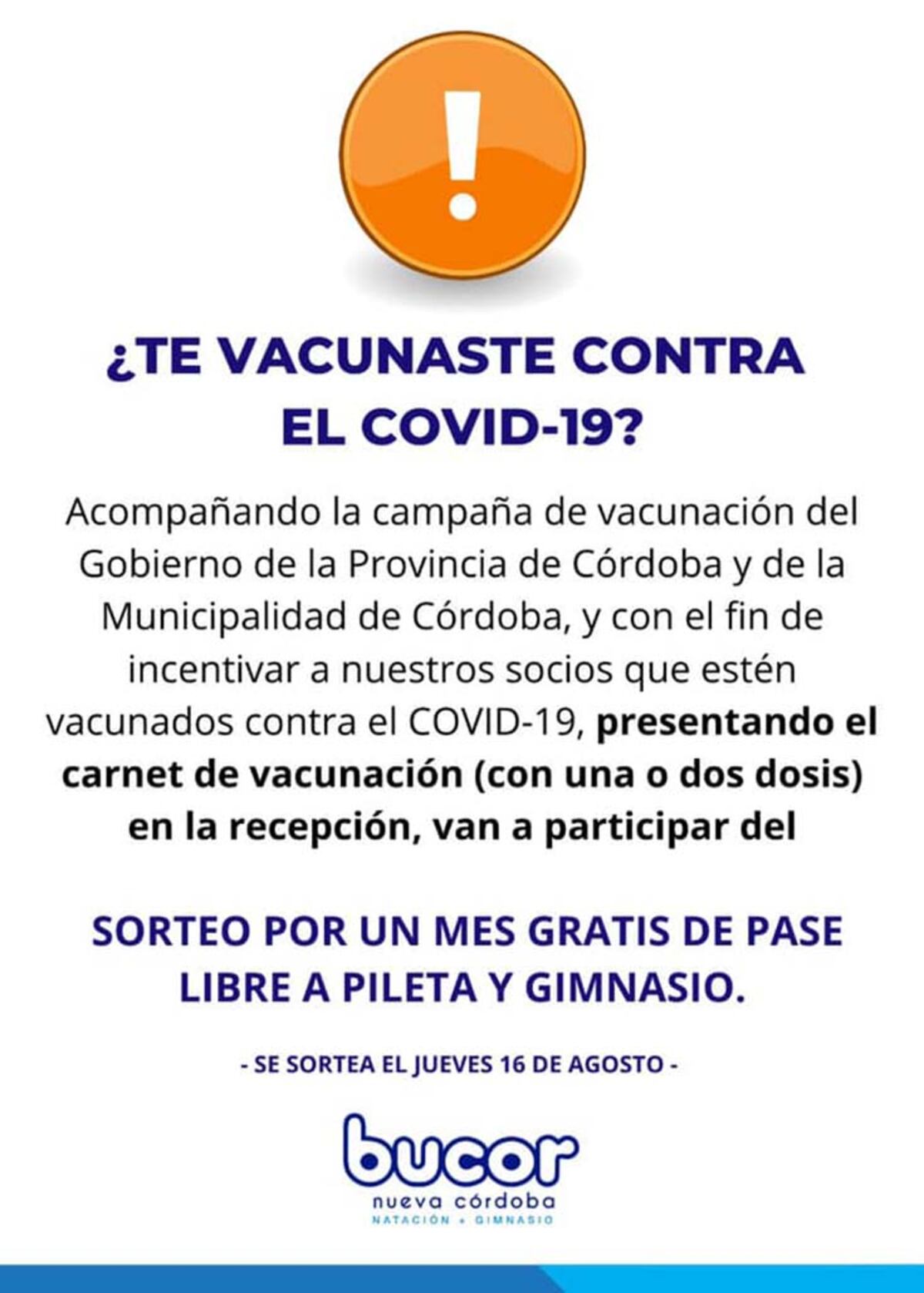 SI te vacunaste contra el Covid 19 participa en un sortes por un pase libre para la pileta