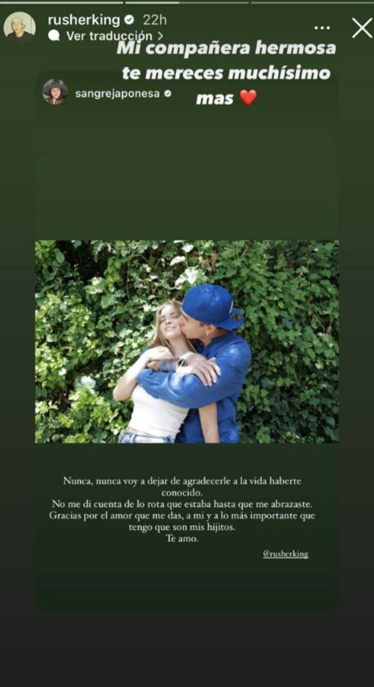 El romántico ida y vuelta de La China Suárez y Rusherking en las redes sociales.