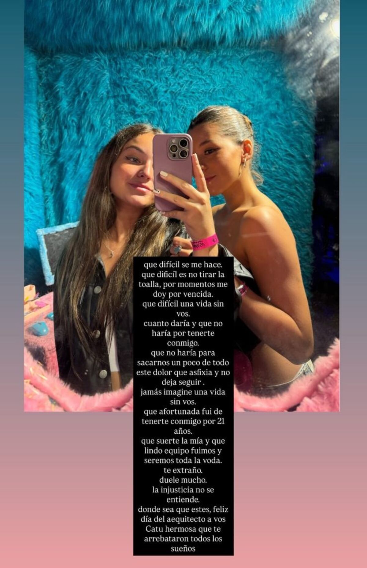 El mensaje de la hermana de Catalina Gutiérrez a casi un año del femicidio: “Jamás imaginé una vida sin vos”. (Instagram)