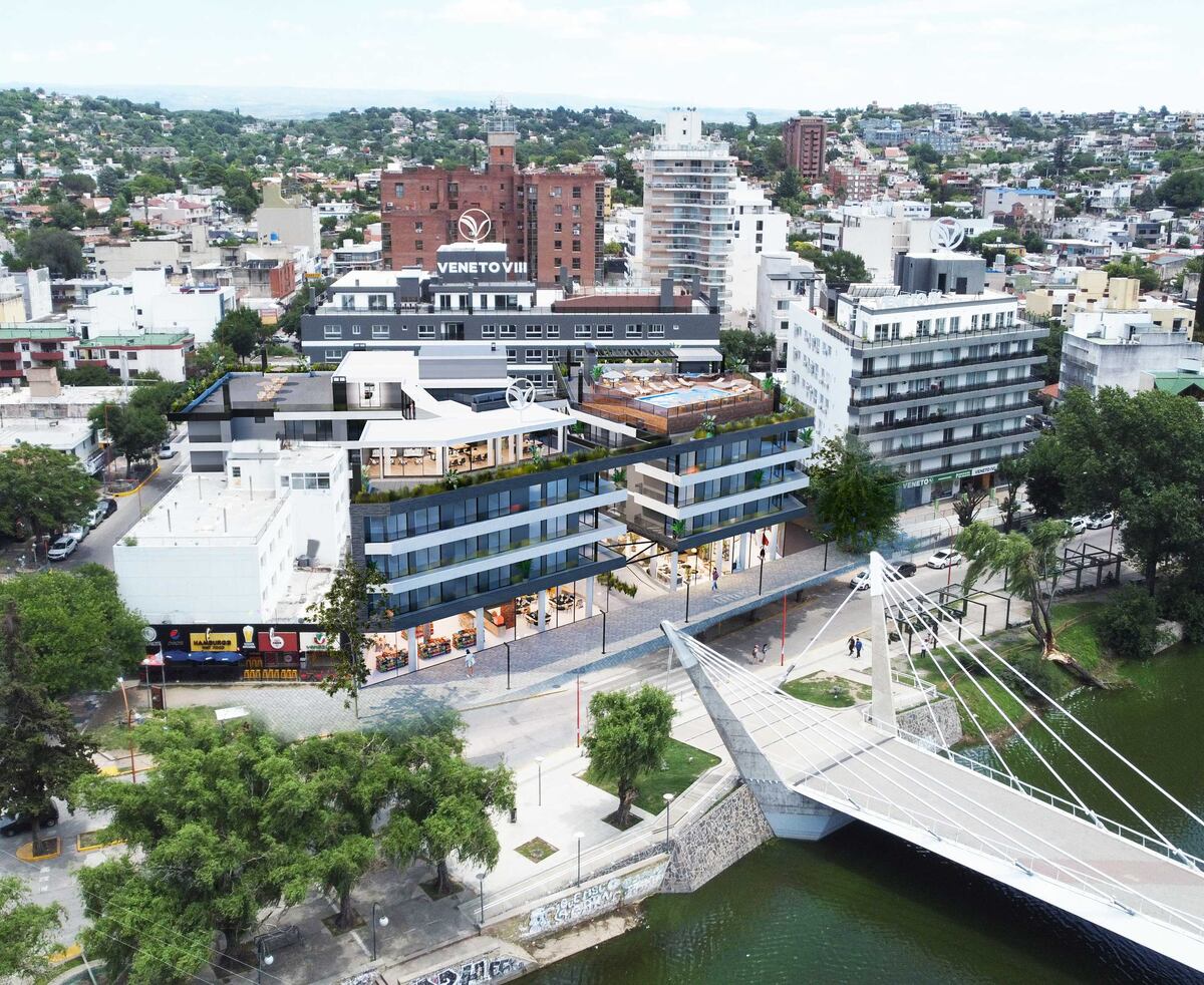 Distrito Veneto, un complejo inmobiliario que desarrolla Grupo Veneto en Villa Carlos Paz. (Render Grupo Veneto)