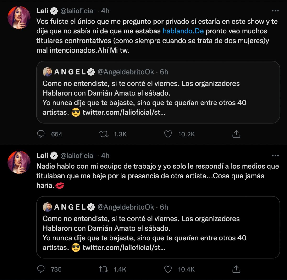 Lali Espósito estalló en Twitter contra Ángel de Brito
