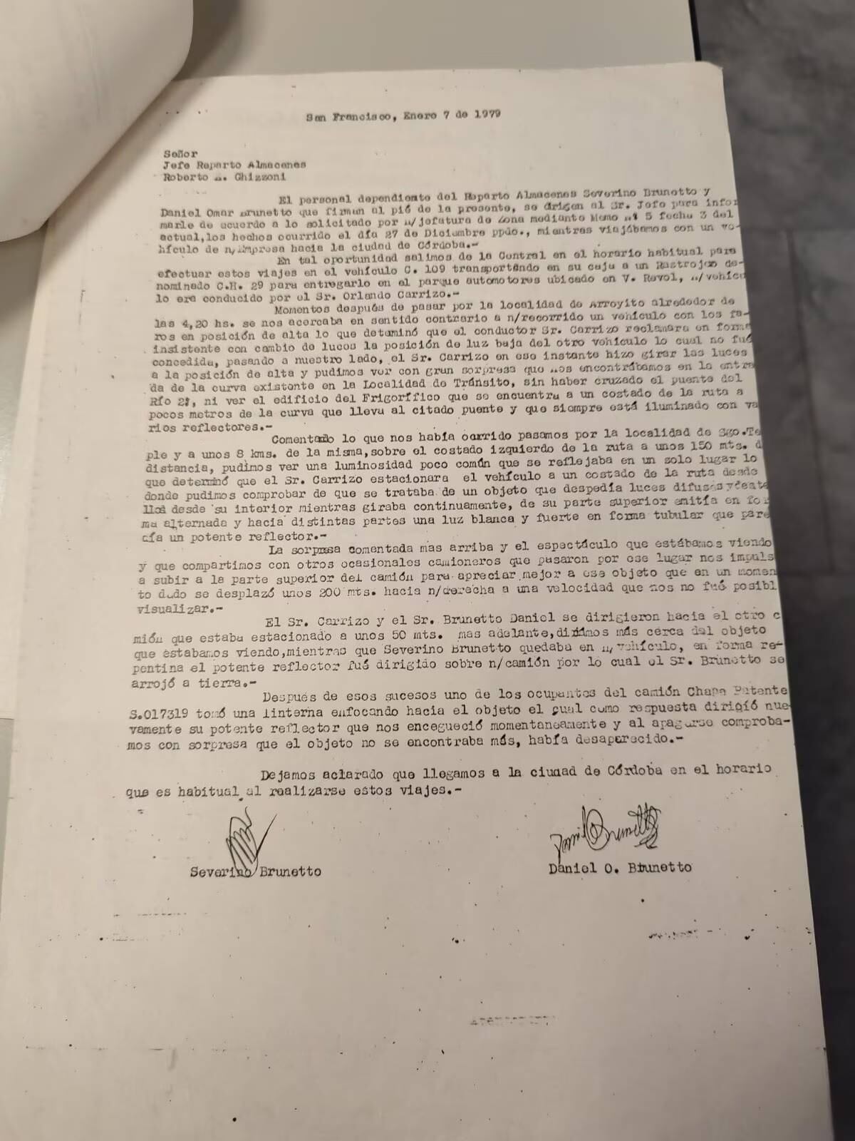 Documentos sobre el caso Ovni de Córdoba.