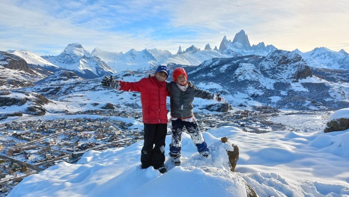 El Chaltén. Sebastían y Joaquín, ambos hijos de Silvana.