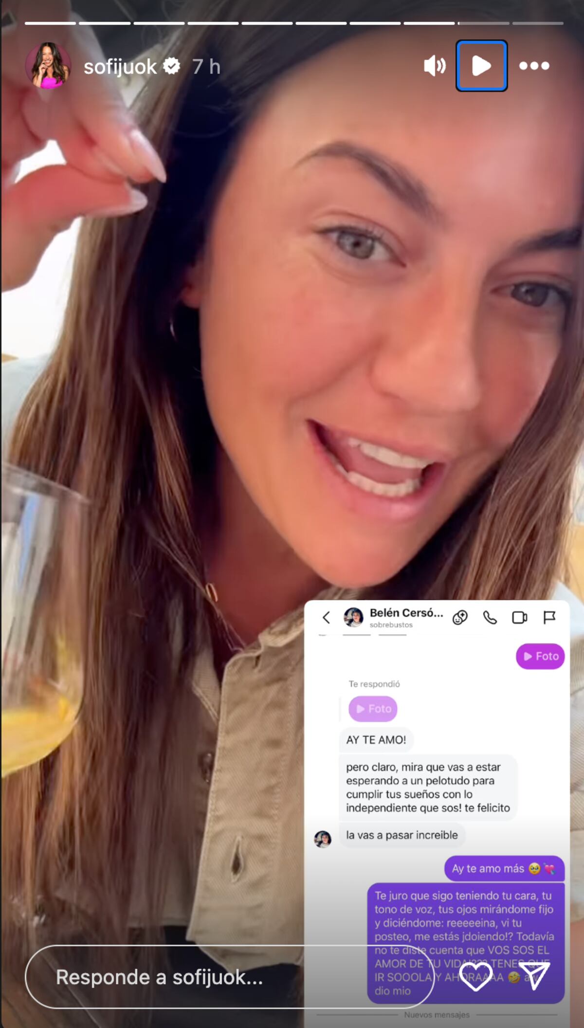 Sofía Jujuy compartió el mensaje que le había enviado su amiga alentándola a viajar sola a París. (Foto: captura de pantalla)