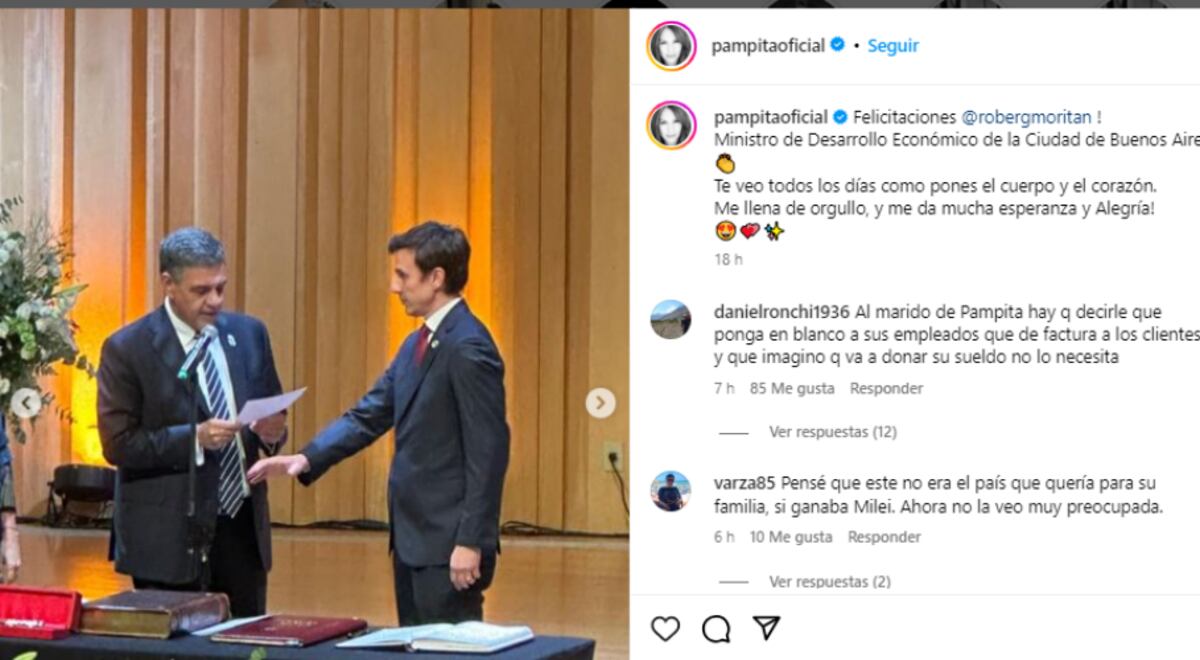 El mensaje de Pampita a Roberto García Moritán. (Captura de Instagram)