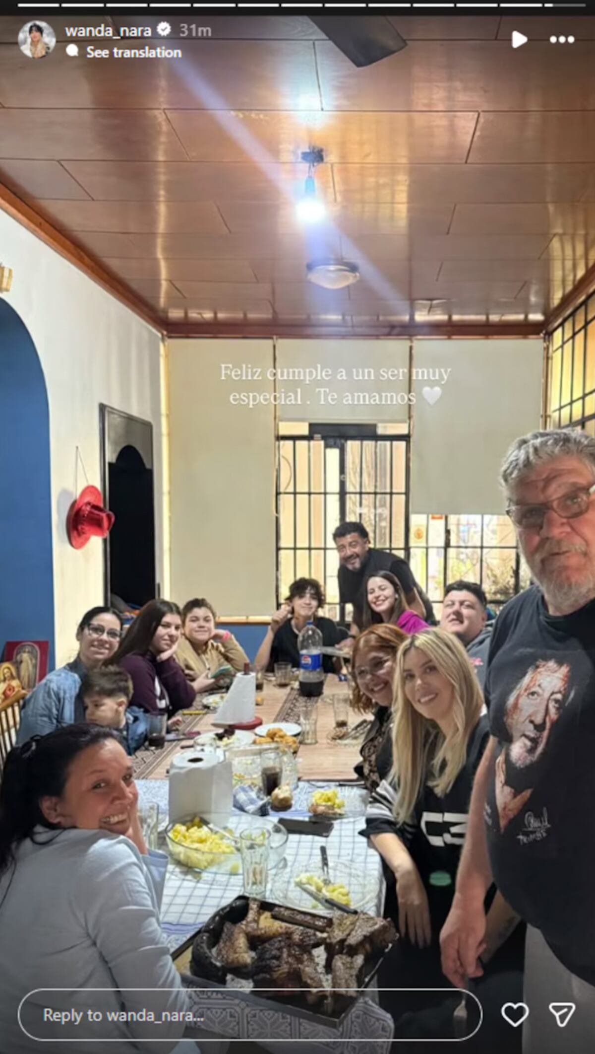 Wanda Nara en el cumpleaños de Juan Icardi, el padre de Mauro. (Foto: Captura de pantalla)