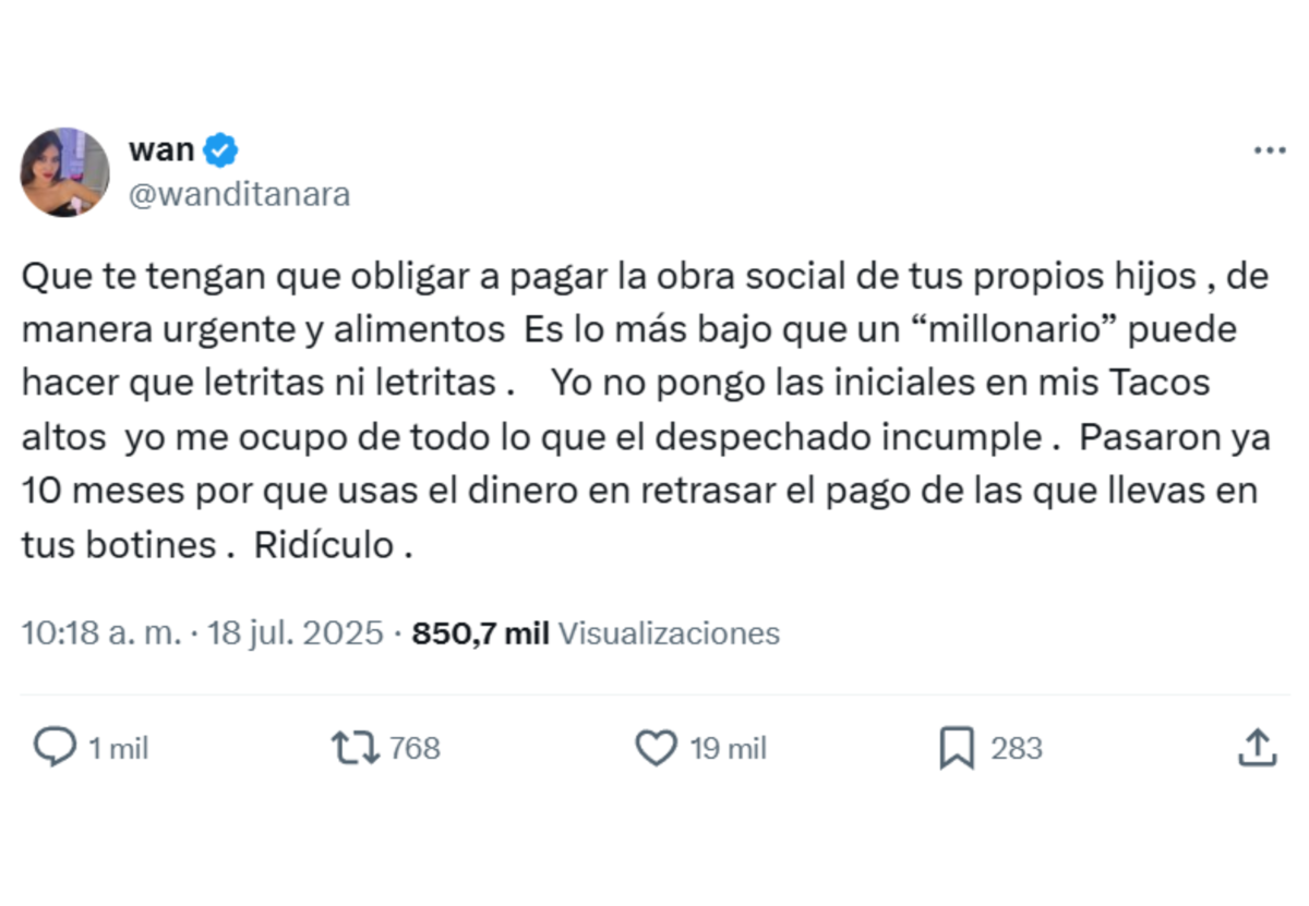 El tweet de Wanda.