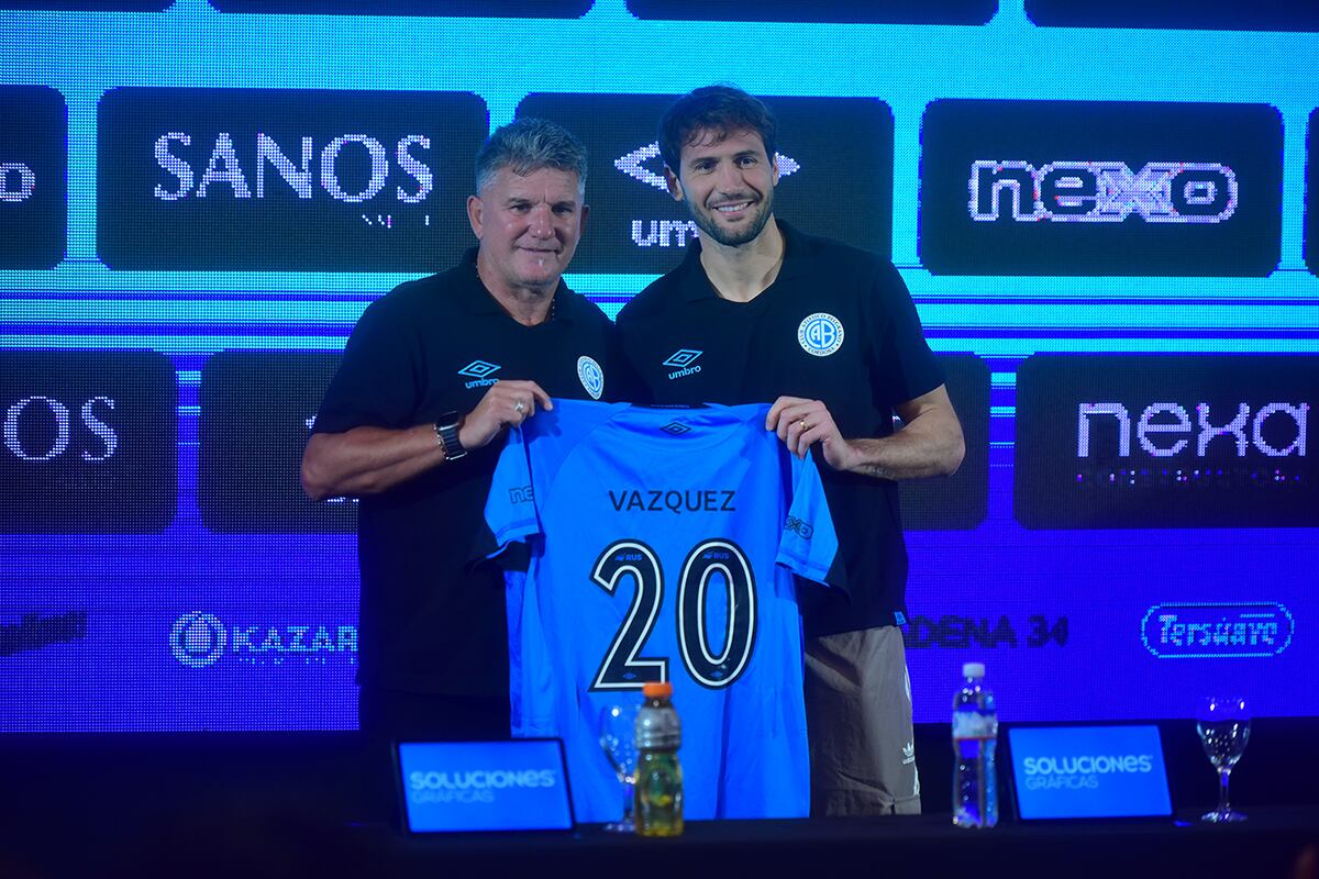 Belgrano presenta a su cuarto refuerzo Franco Vázquez. (Pedro Castillo / La Voz)