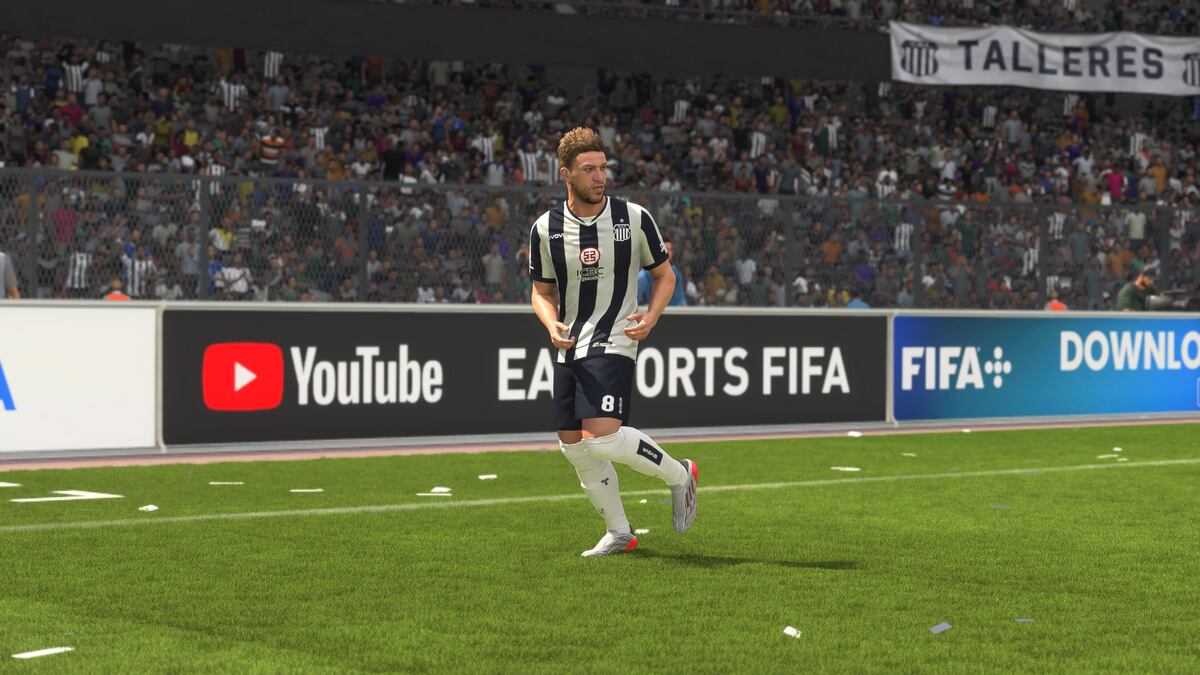 JULIO BUFFARINI. Capturas de imágenes en una Playstation 5 de cómo se ve Talleres en el videojuego Fifa 23.