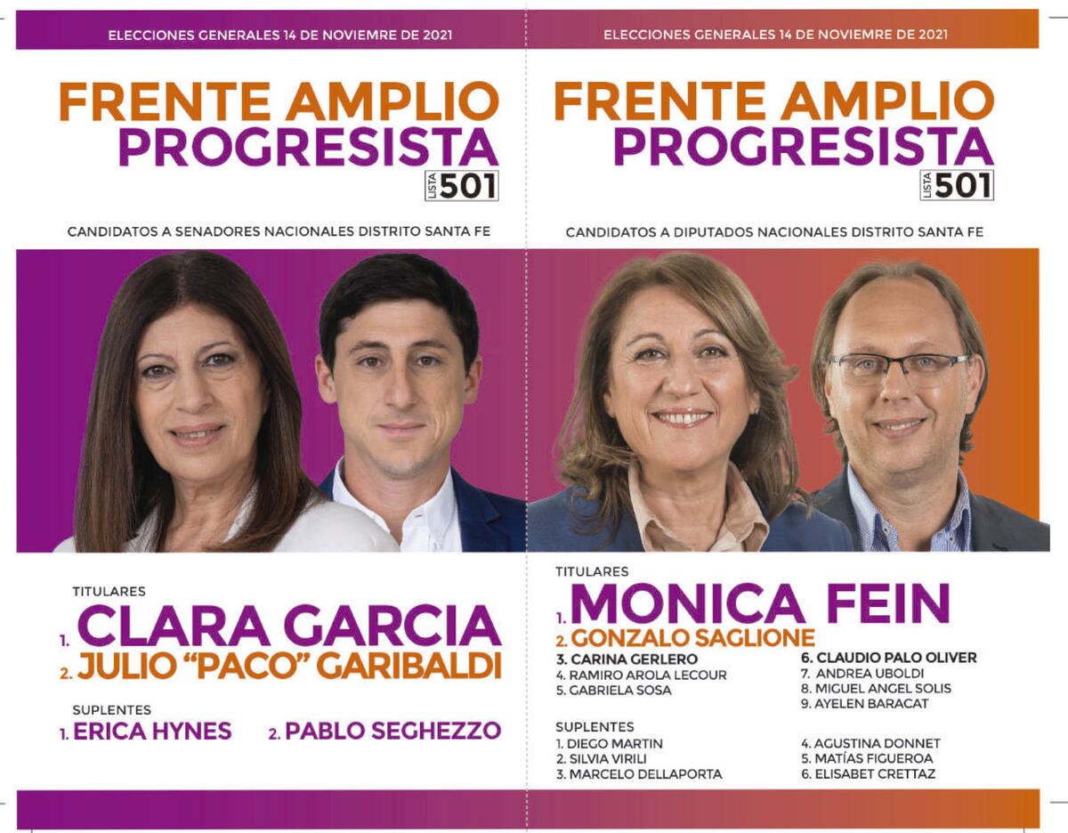 Boleta de Frente Amplio Progresista Santa Fe.