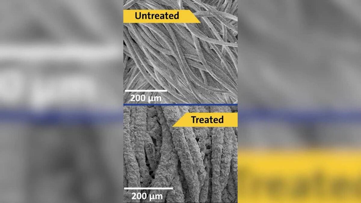 Un recubrimiento a base de tiza se adhiere a varios textiles disponibles comercialmente, incluidos el algodón y la fibra sintética, para crear telas refrescantes. (Europa Press)