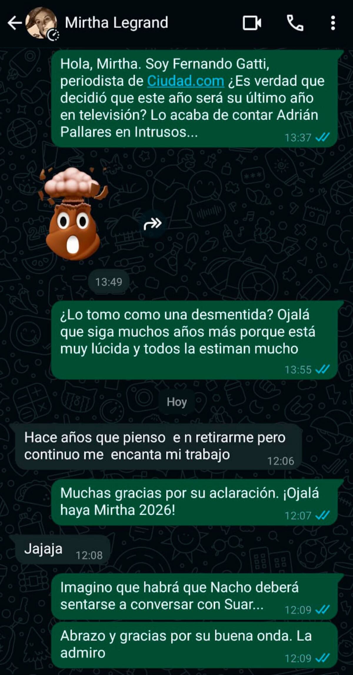 Mirtha Legrand no confirmó su reitro al ser consultada por el rumor. (Ciudad Magazine).
