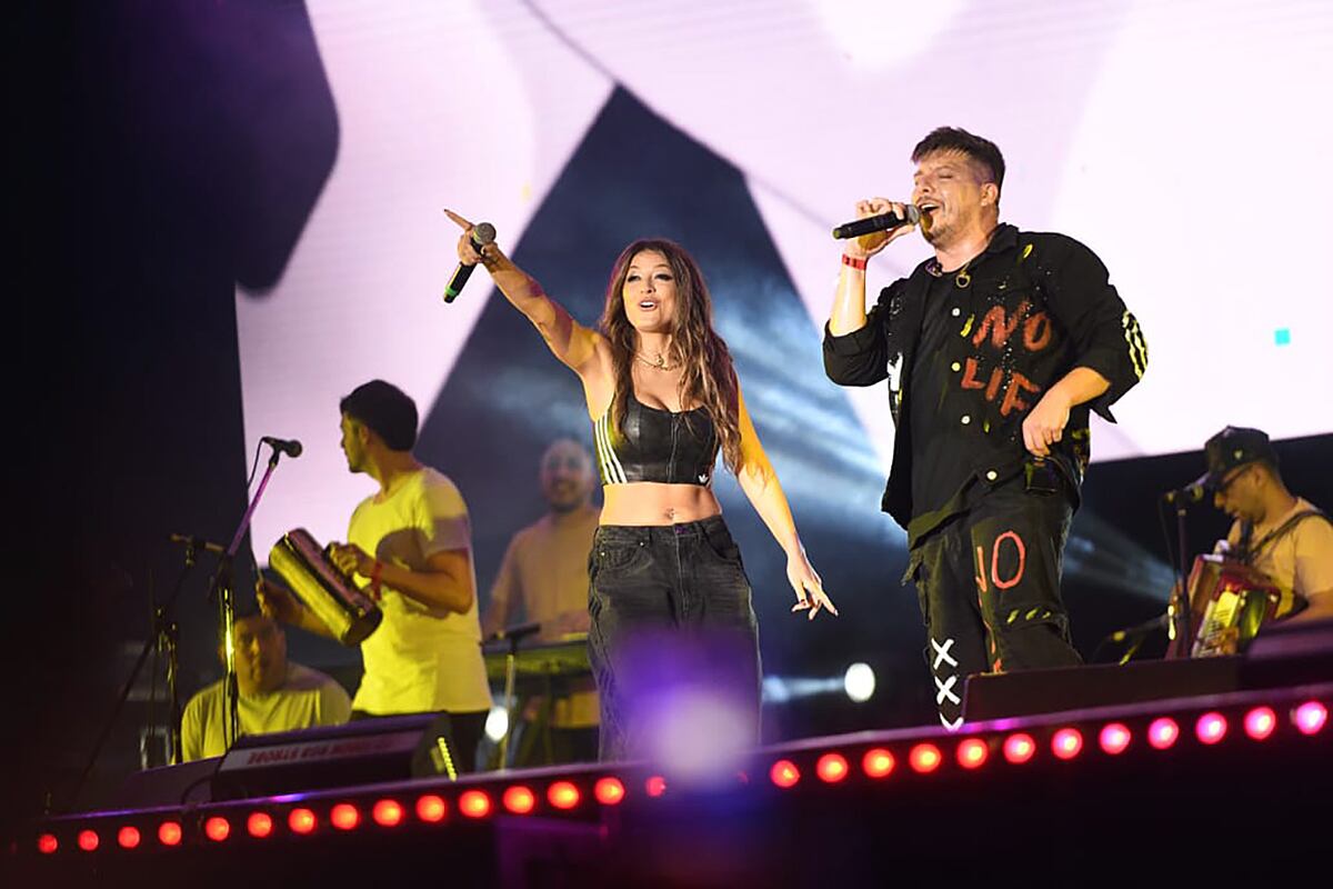 Magui Olave junto a Damián Córdoba. Tercera edición del Festival Nacional de Cuarteto en el Kempes. (Javier Ferreyra / La Voz)