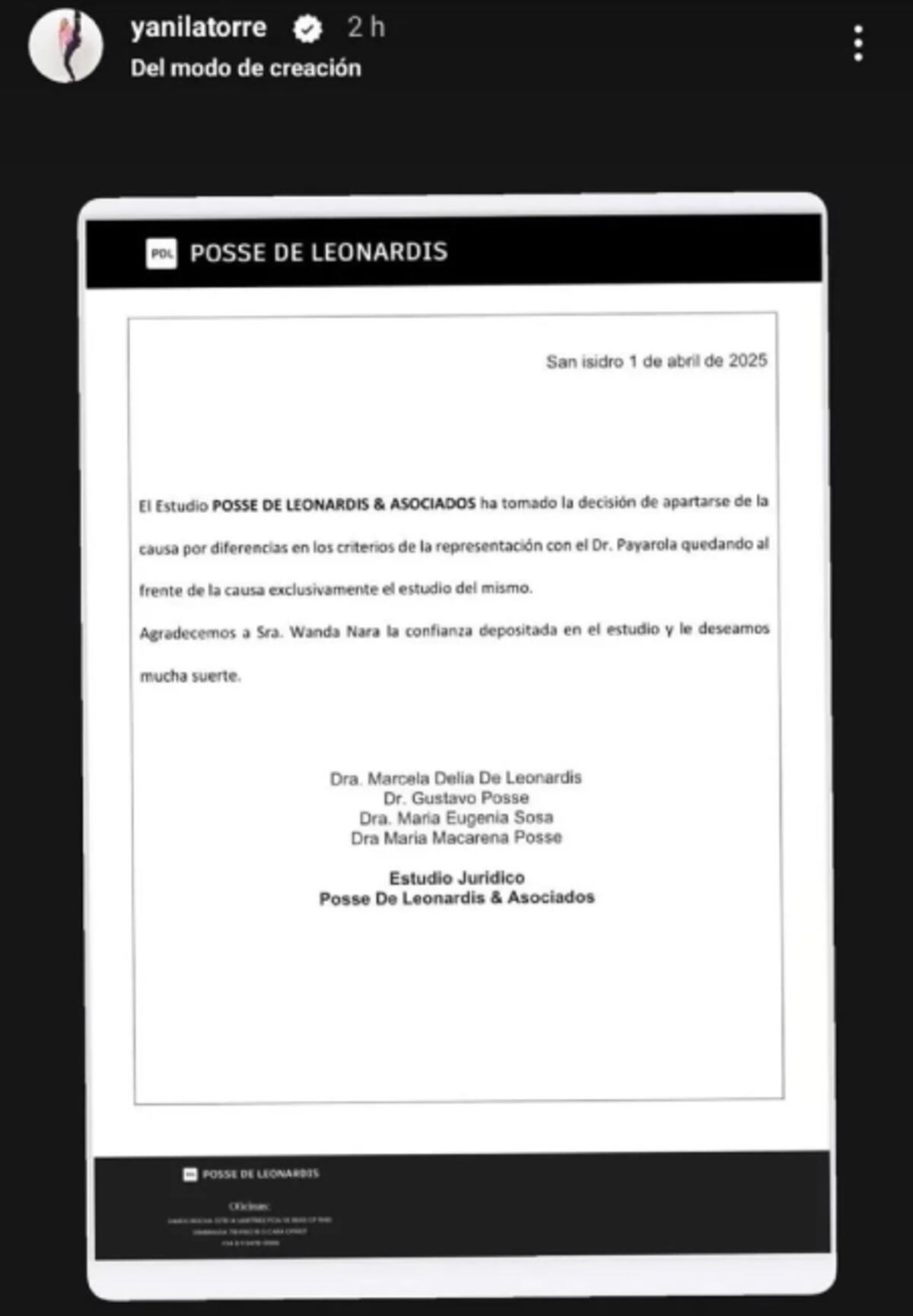 Historia de Yanina Latorre. (Captura)
