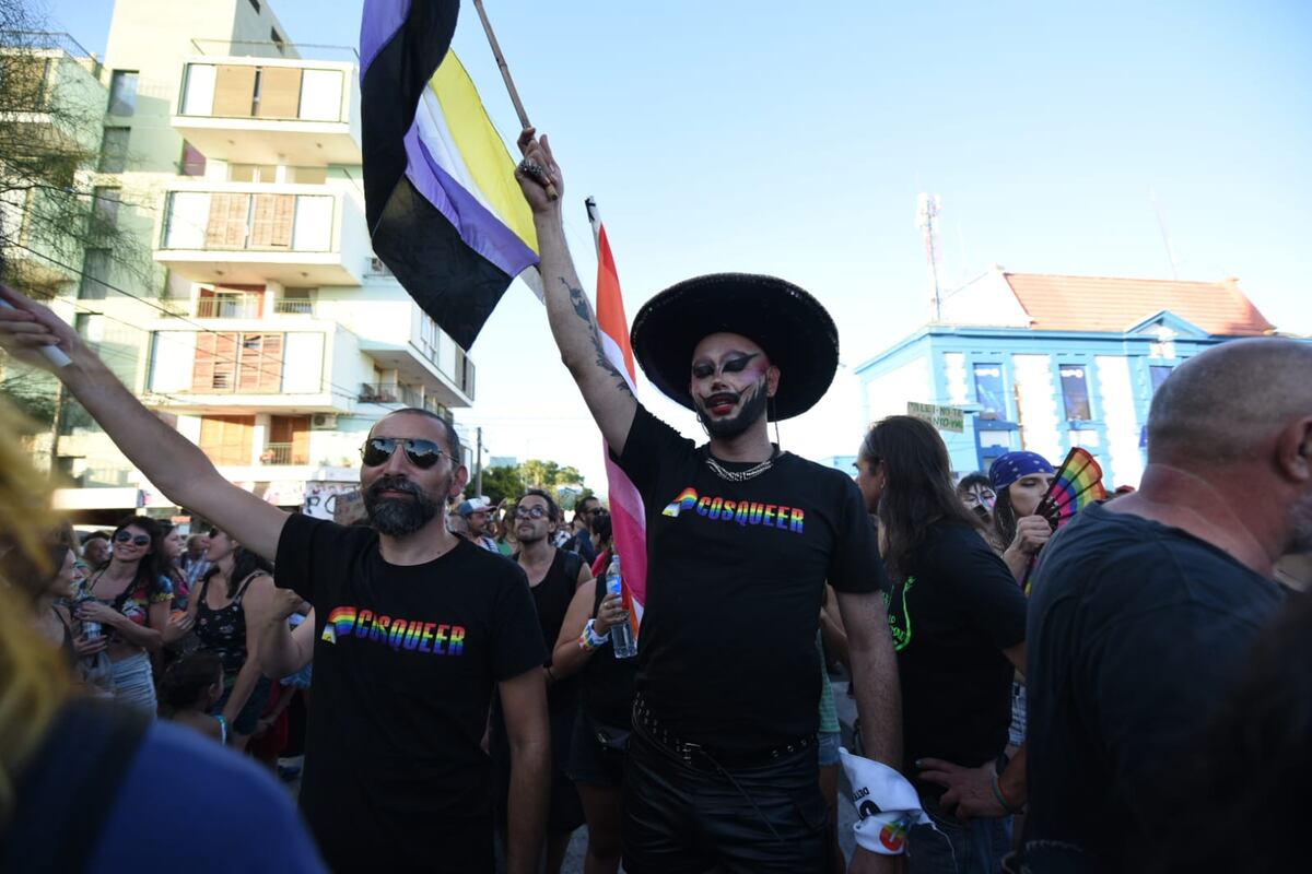 Marcha en Cosquín. La manifestación "antifascista" se combinó con la protesta por el agua. (La Voz)