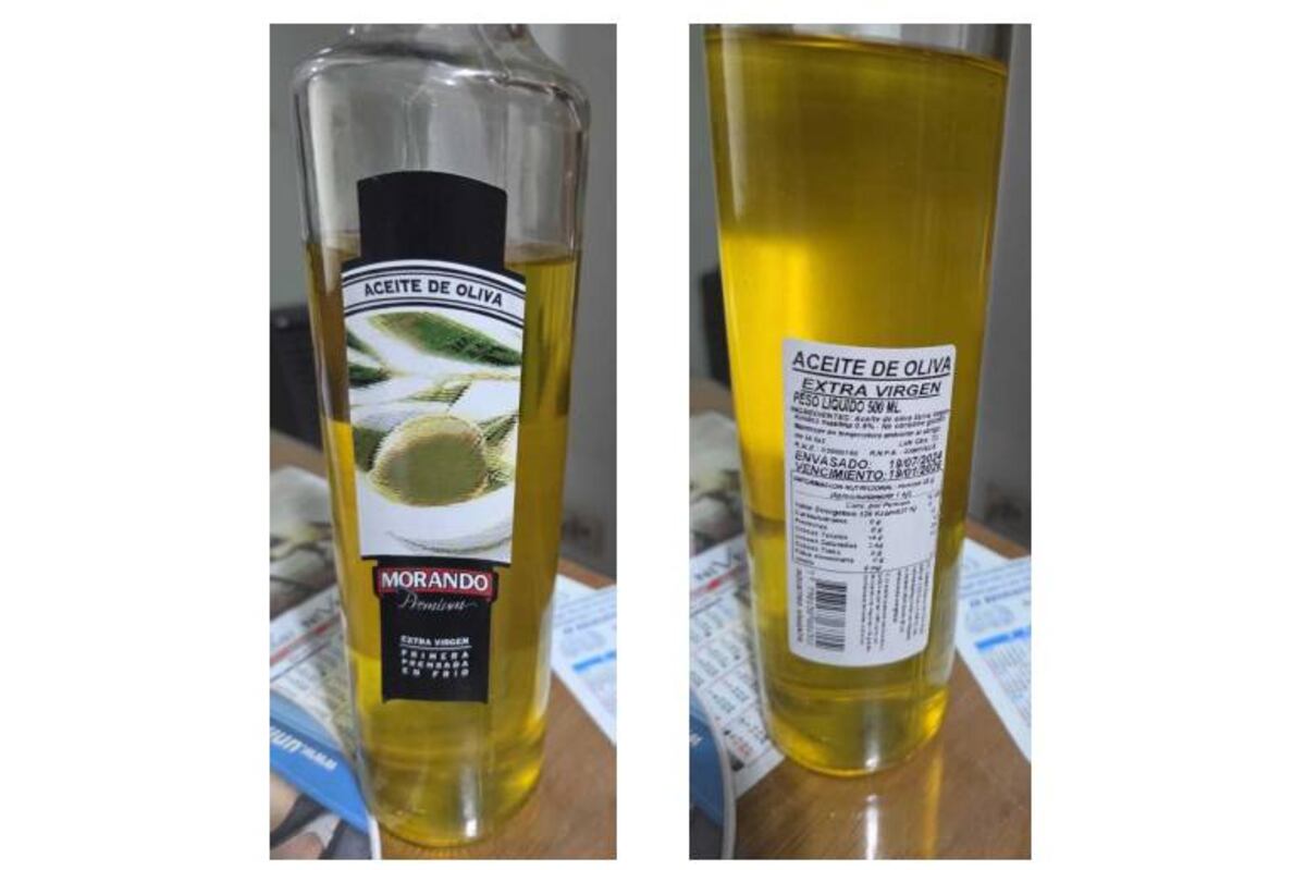 Salud. El aceite de oliva extra virgen marca Morando Premium que se prohibió. (Anmat)
