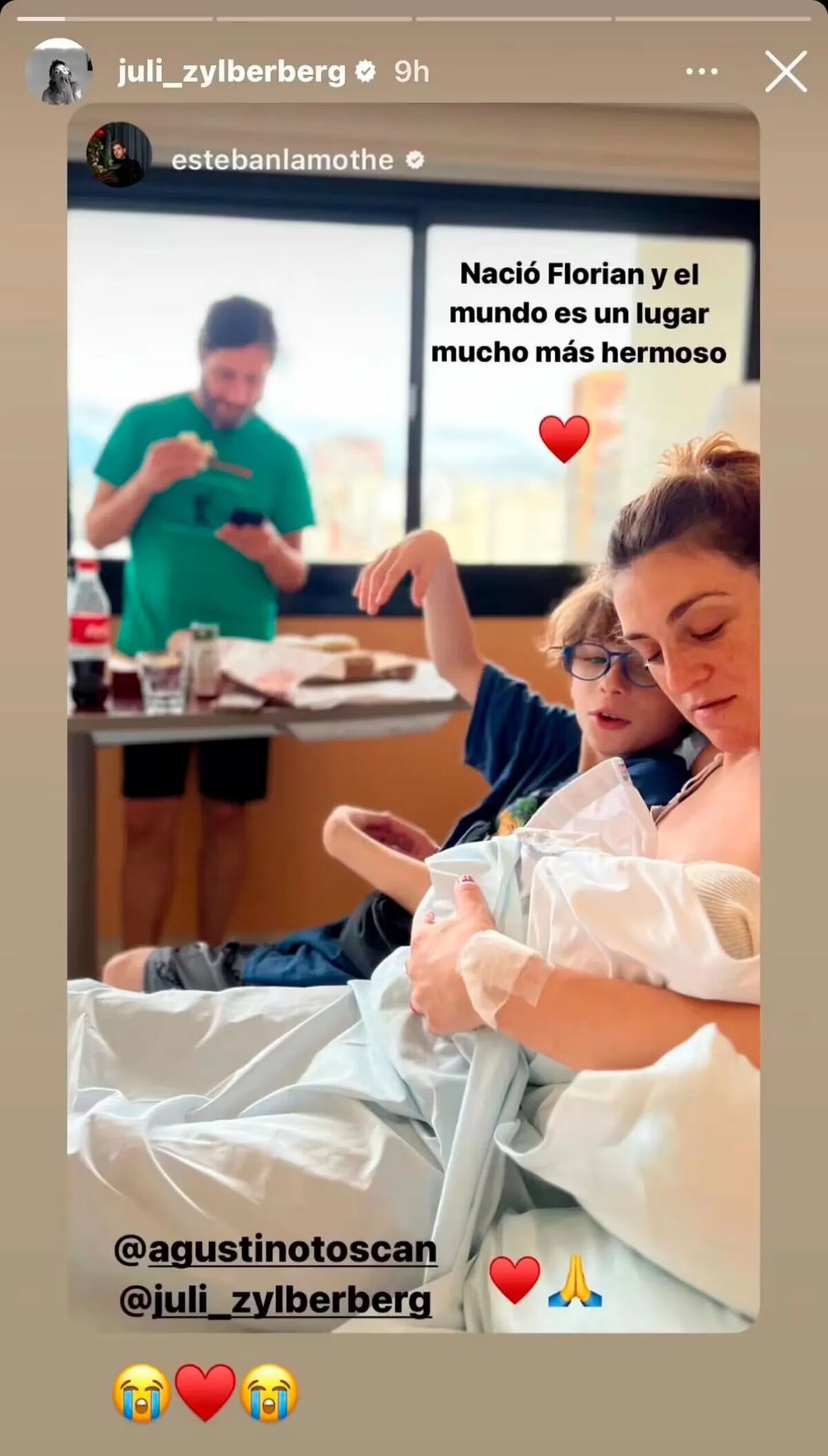 La publicación de Estaban Lamothe que Julieta compartió en su Instagram. (Foto: captura de pantalla)