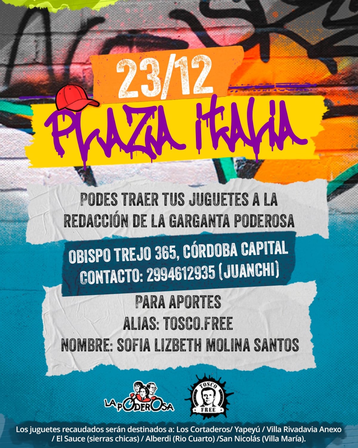 La Garganta Poderosa realiza el evento para ayudar a aquellas familias que no pueden regalar un juguete para navidad. 8La Poderosa)