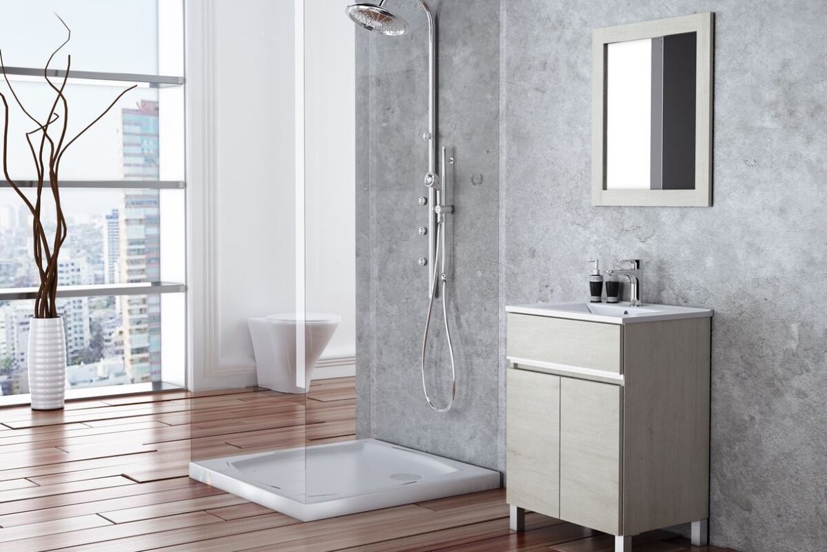 Vanitory y espejo Vera. La funcionalidad y la belleza de esta línea se combinan a la perfección en baños modernos con mucho estilo. Foto: Muebles Buona