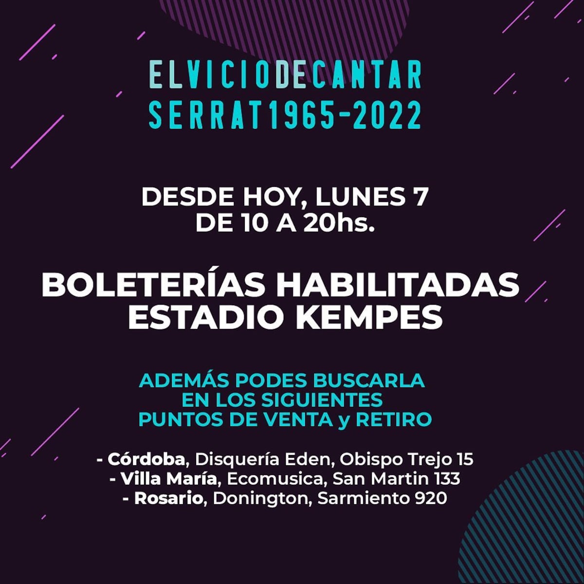 Detalles organizativos de la despedida de Serrat en el Kempes. (Captura)