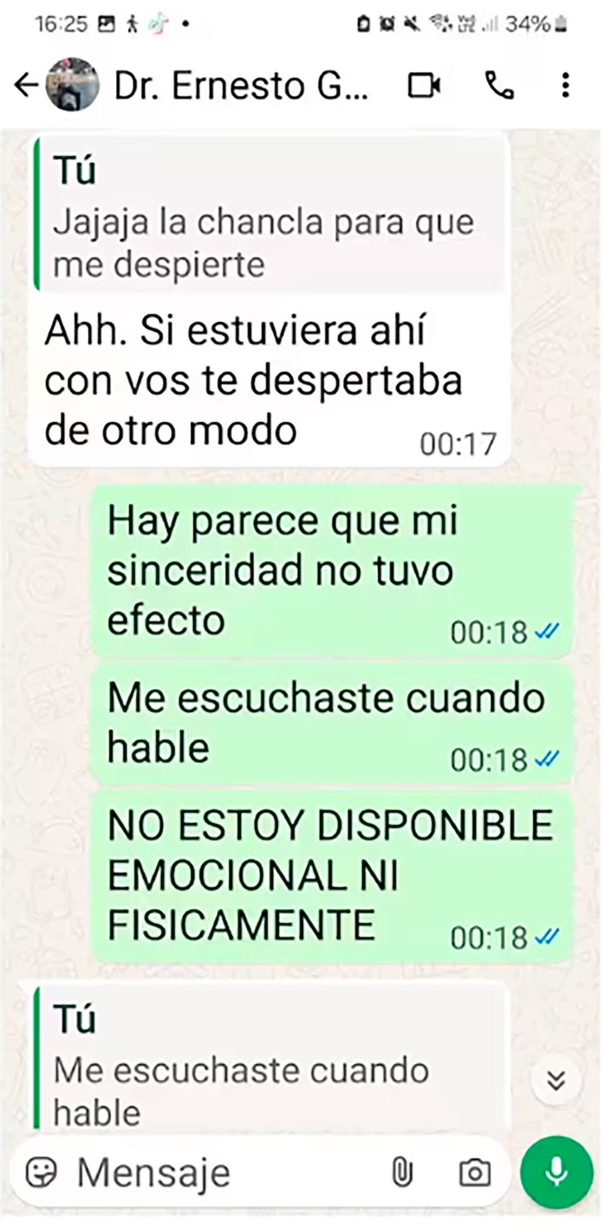 Los chats y audios que comprometen al juez de San Isidro acusado de acoso sexual. (Gentileza)