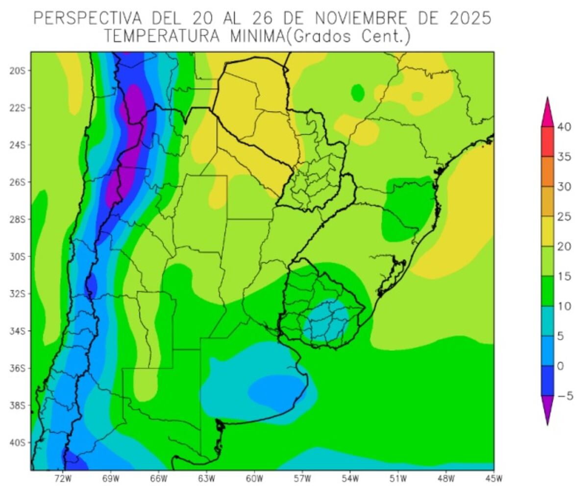 CLIMA. Temperaturas mínimas en el país. (Gentileza Bolsa de Cereales)