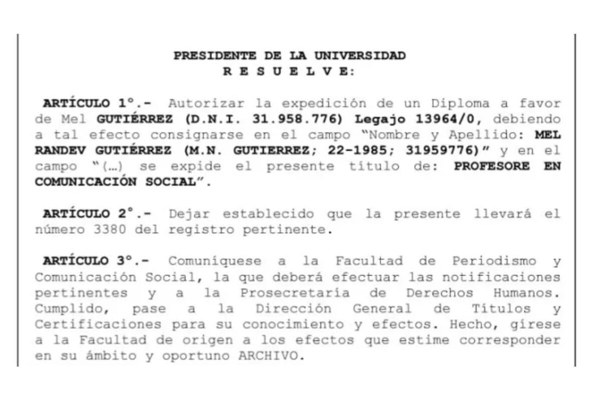 El comunicado que establece la nueva medida.
