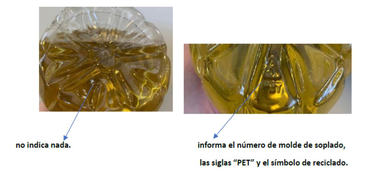 Diferente información en la botella.