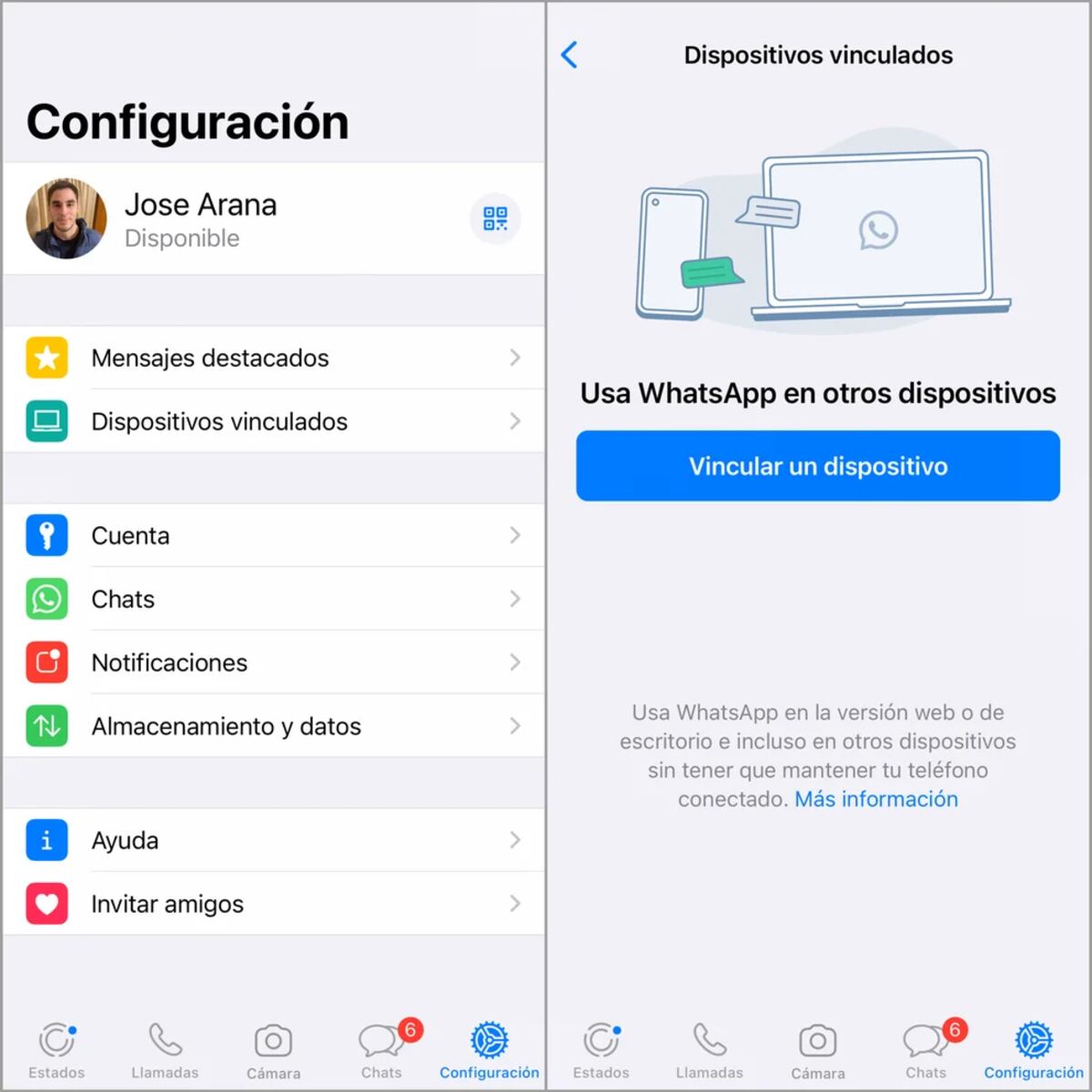WhatsApp en iOS. (Gentileza Infobae / Composición Jose Arana)