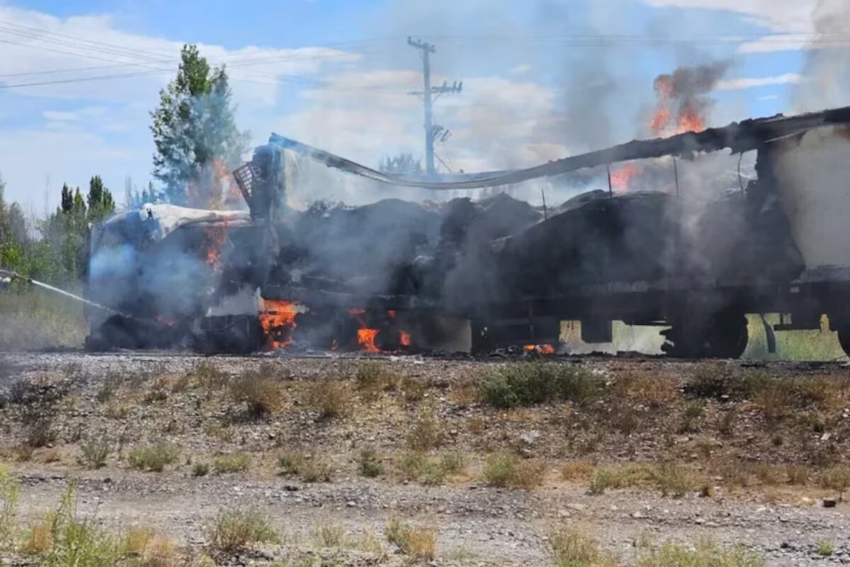 Río Negro: dos camiones chocaron de frente en la ruta y uno se incendió. (Foto: gentileza)