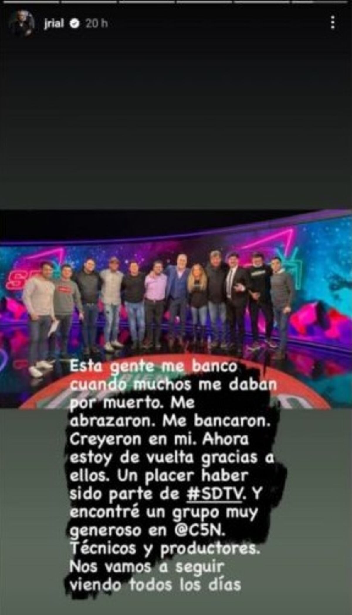 Rial, tras el último programa de "Sobredosis de TV". (Instagram Jorge Rial)