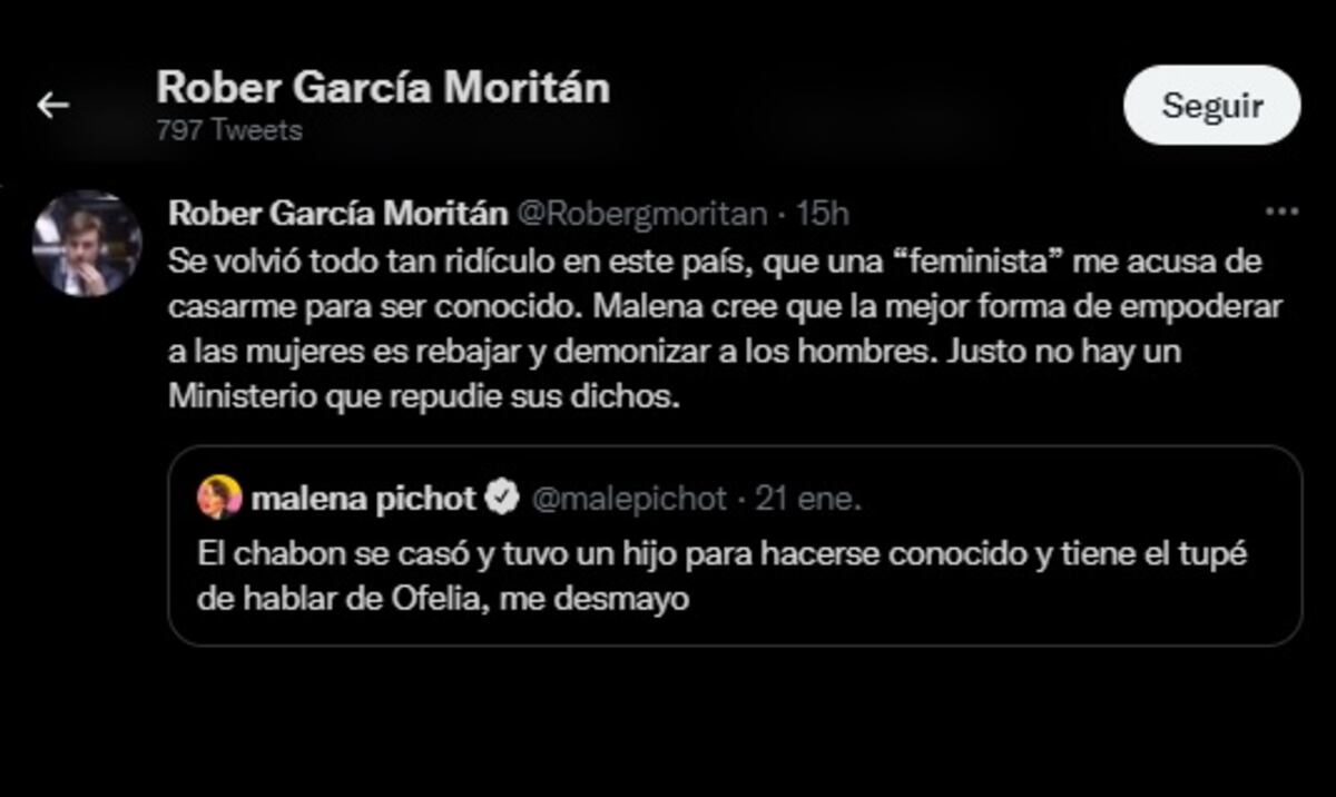 Roberto García Moritán le respondió a Malena Pichot. (Clarín/Captura)