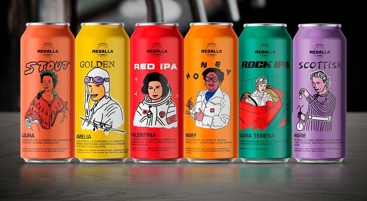 Las latas de cervecería Medalla.