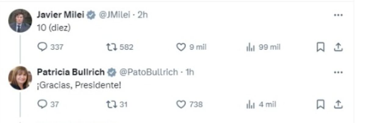 Cómo en el colegio: la desopilante respuesta de Javier Milei a un posteo en redes sociales.