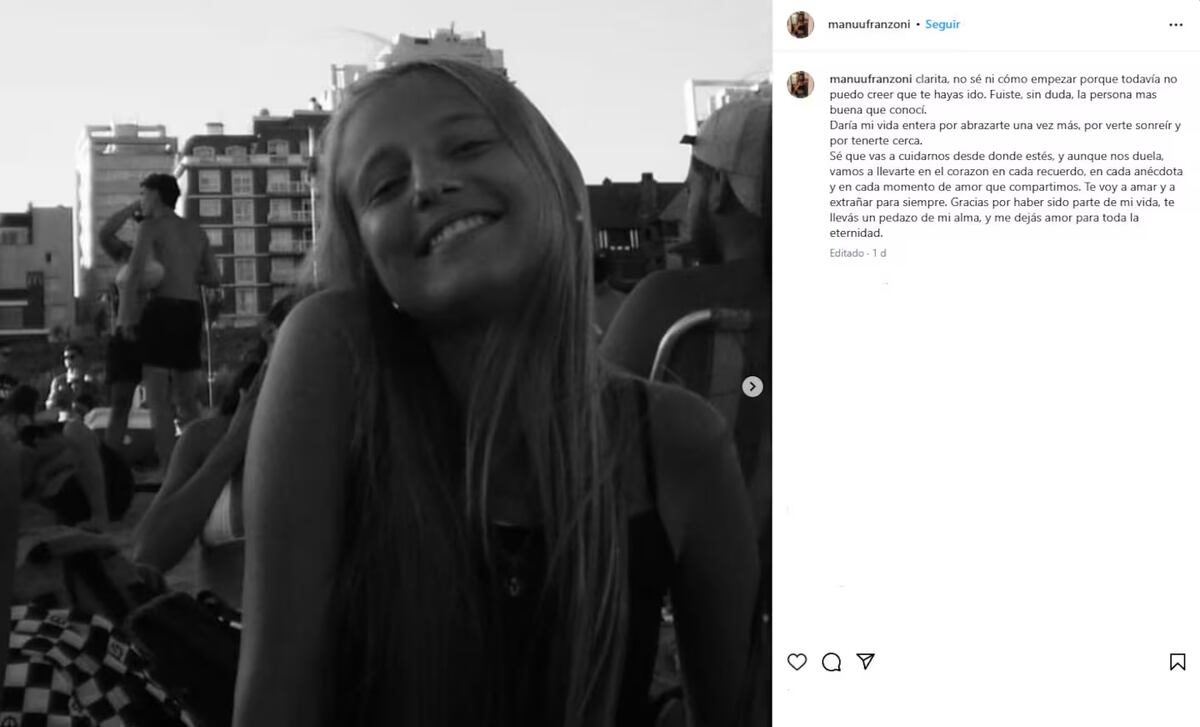 La despedida de las amigas de Clara Giménez tras su fallecimiento.
