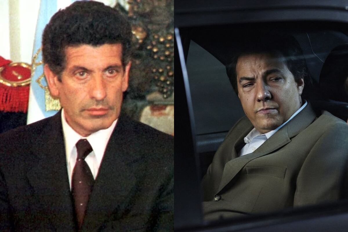Carlos “Chacho” Álvarez interpretado por Fernán Mirás en "Diciembre 2001" (Collage web)
