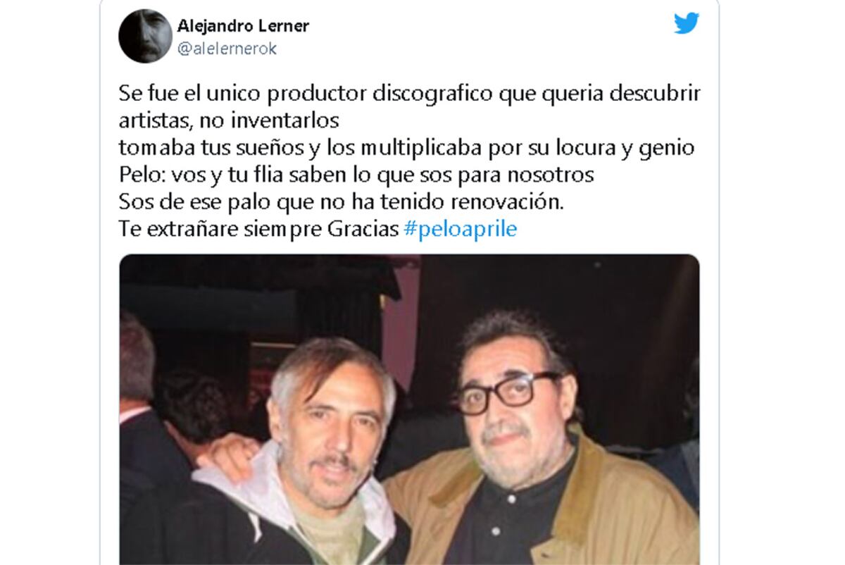 Despedida a Pelo Aprile en Twitter.