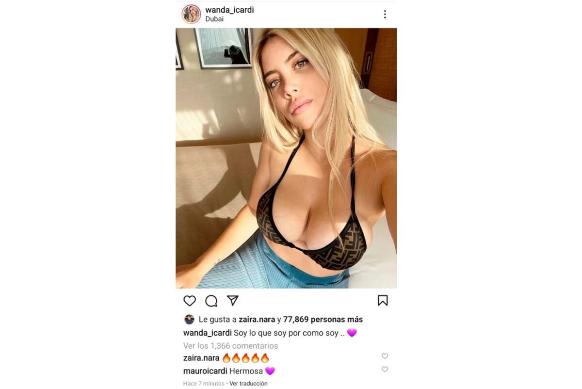 El posteo de Nara y el rápido comentario de Icardi. (Instagram).