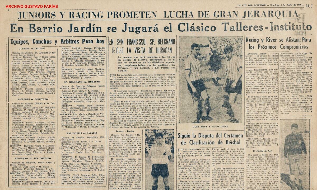Publicaciones en las se menciona como "clásico" el duelo entre Instituto y Talleres. (Archivo de Gustavo Farías)