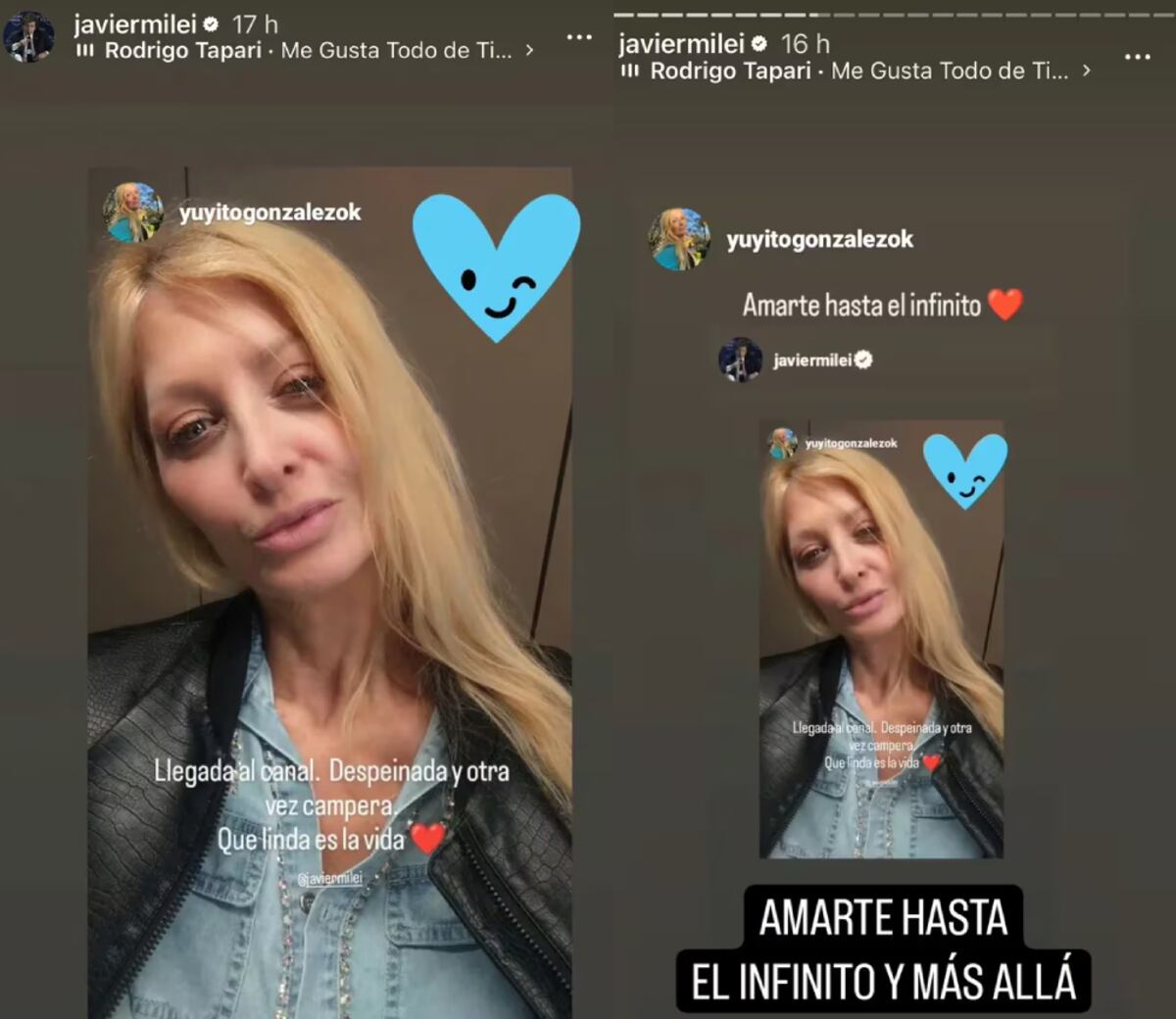 El intercambio entre Yuyito y Milei. (Captura)