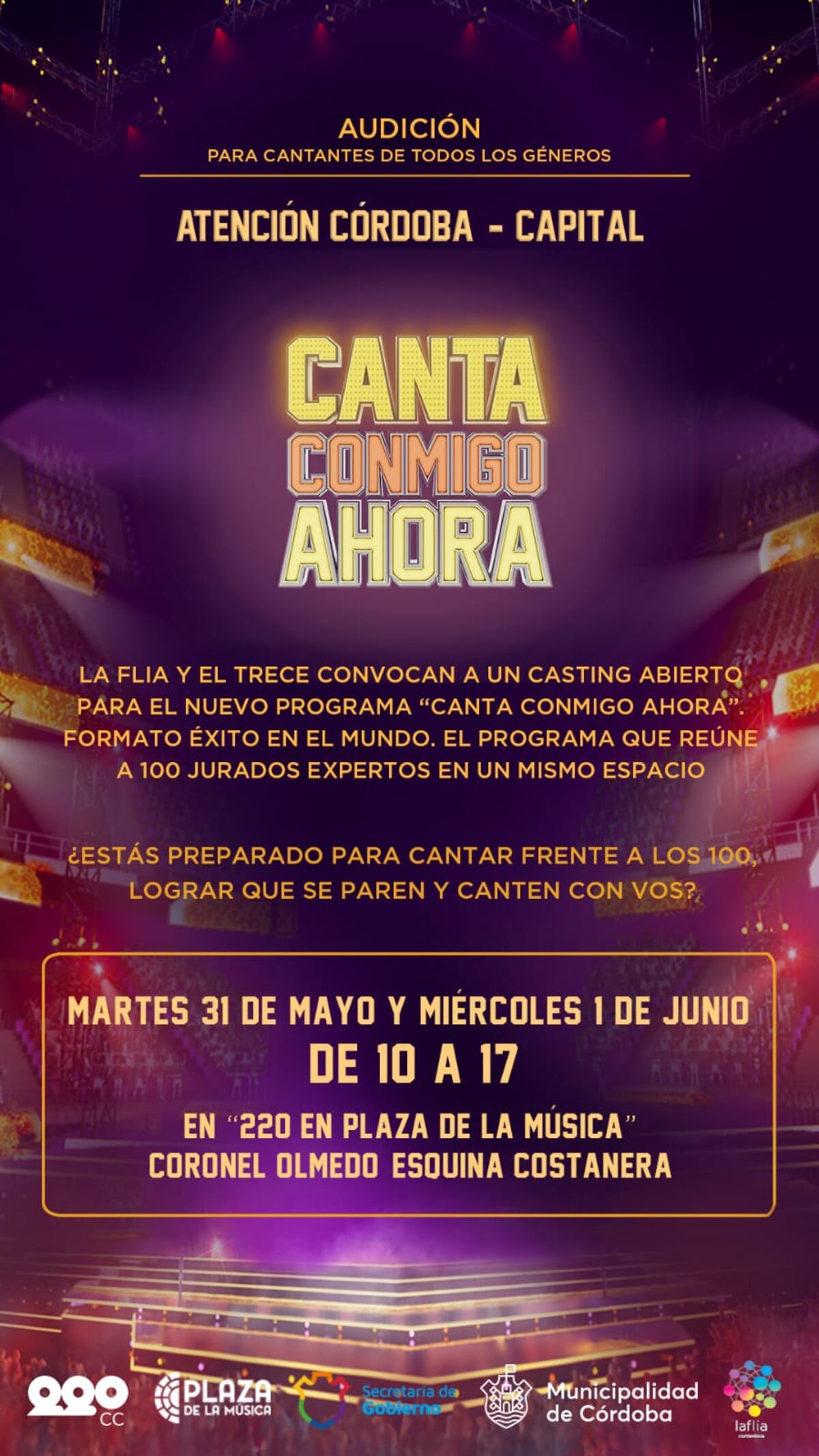 Audición para “Canta conmigo ahora” en Córdoba. (Captura Instagram)