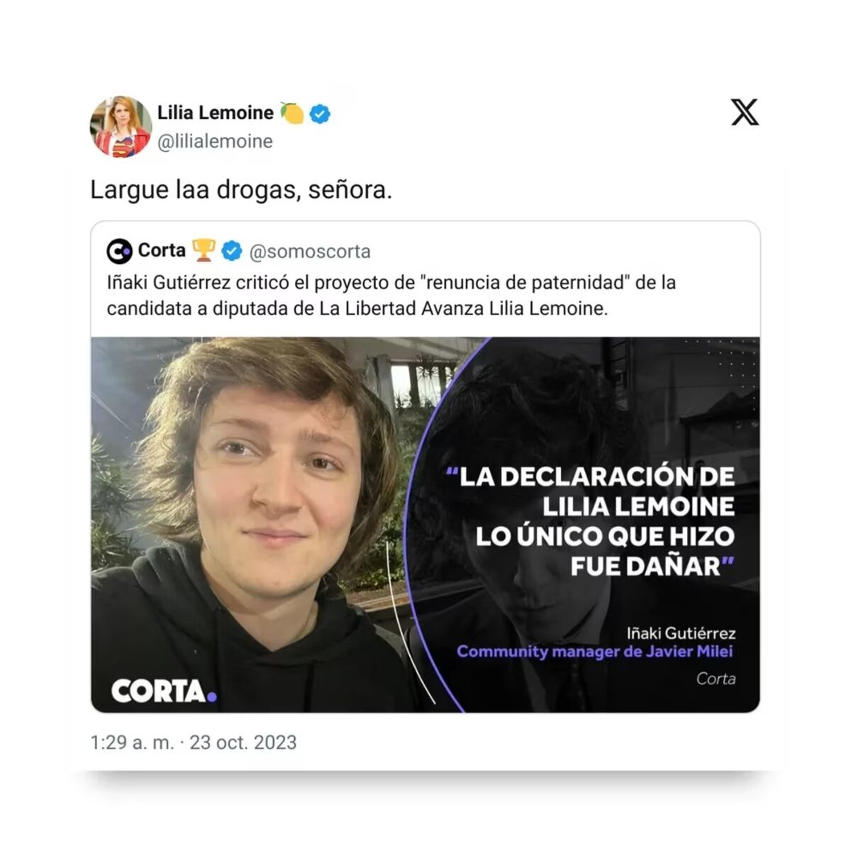 Los tuits de Lilia Lemoine.