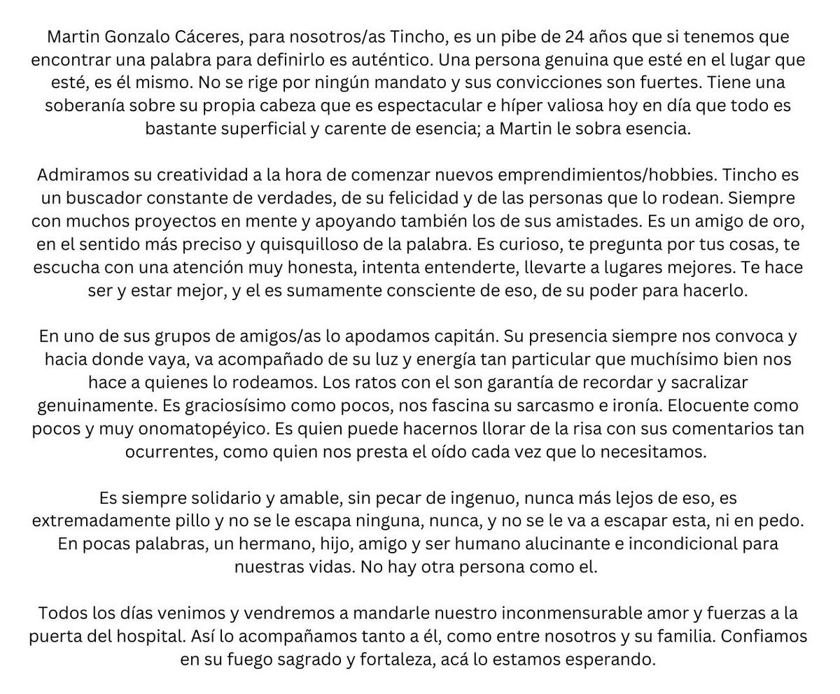 Las palabras de los amigos de Martín Cáceres. (La Voz)