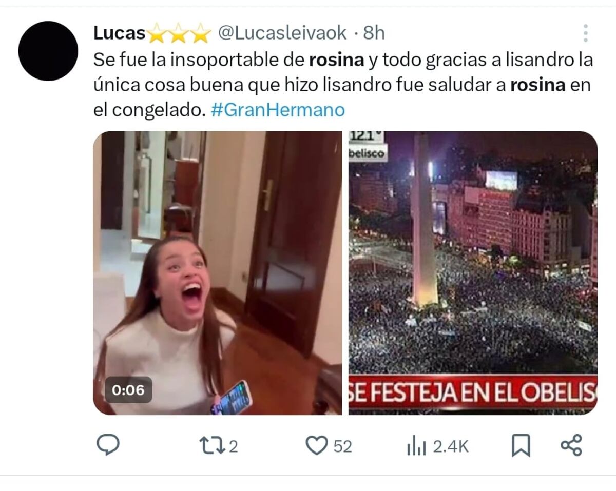 Rosina fue eliminada de la casa de Gran Hermano. (Captura)