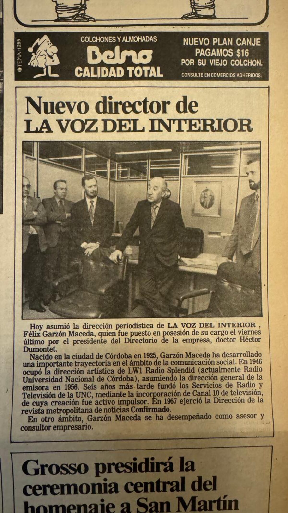 Félix Garzón Maceda, cuando asumió como director de La Voz (Archivo La Voz)