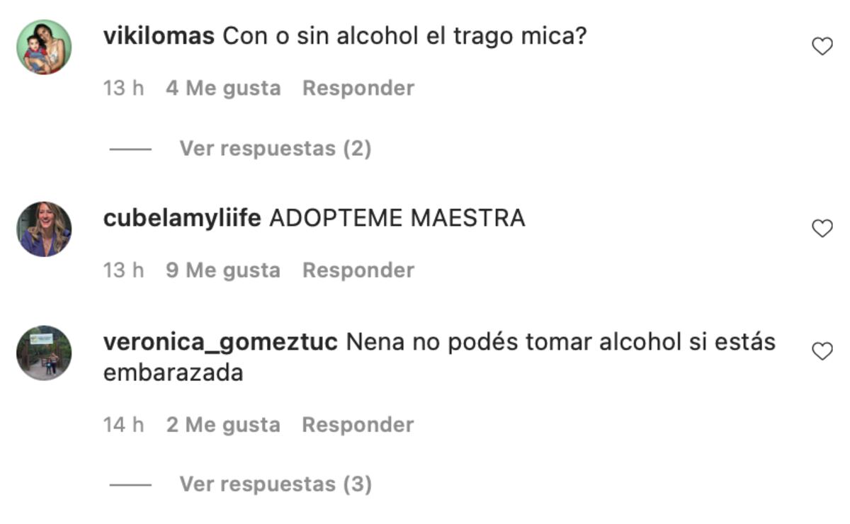 Los comentarios que recibió la modelo.