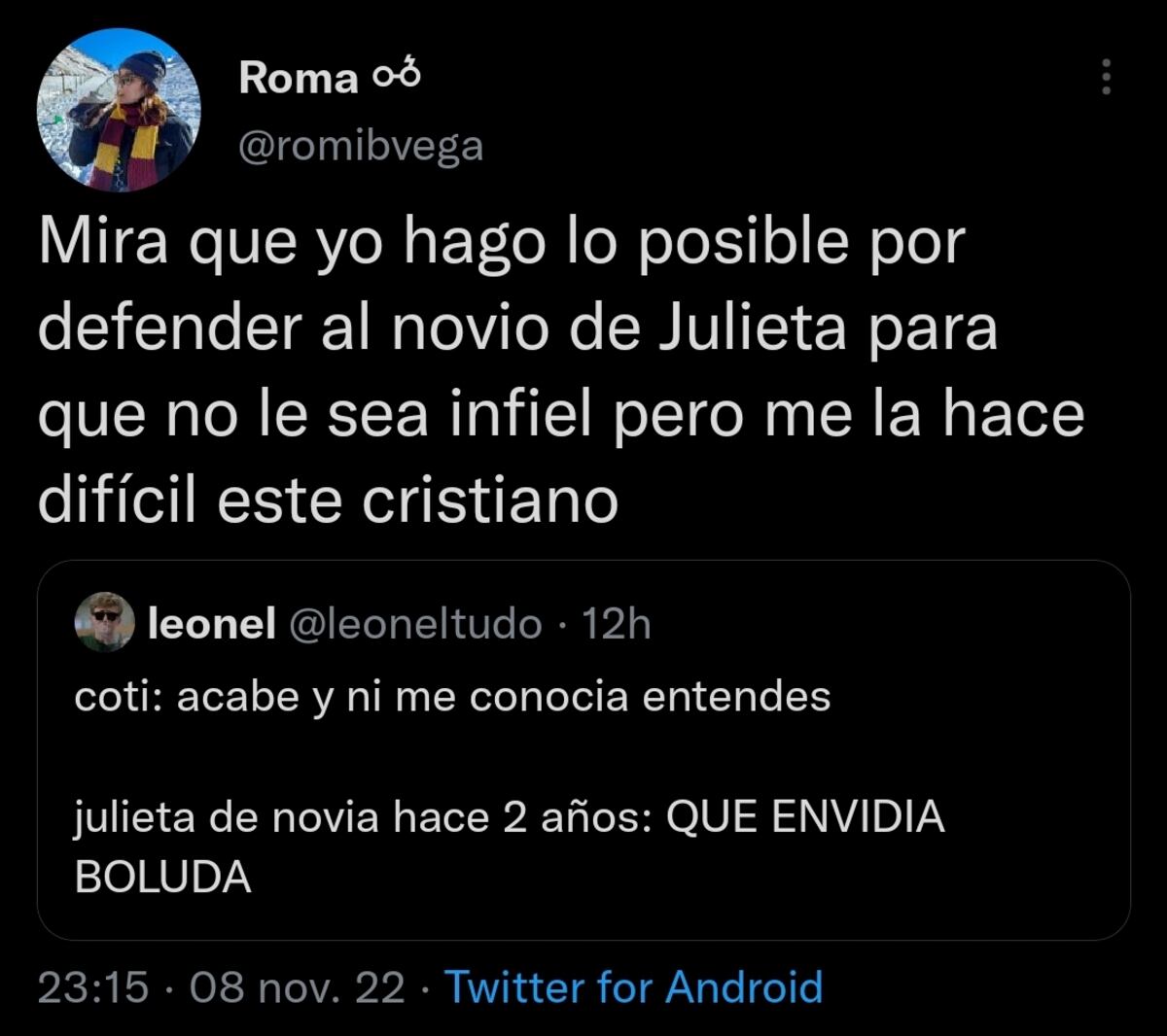 Los memes y comentarios de Twitter que apuntaron contra el novio de Julieta de "Gran Hermano" (Captura de pantalla)